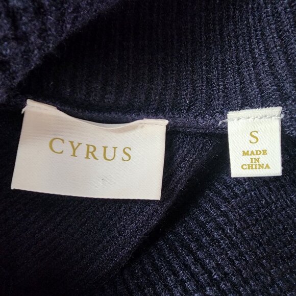 NEW Cyrus Womens Small Sweater Waffle Knit Turtle Cowl Neck Navy Blue Preppy - Picture 6 of 10